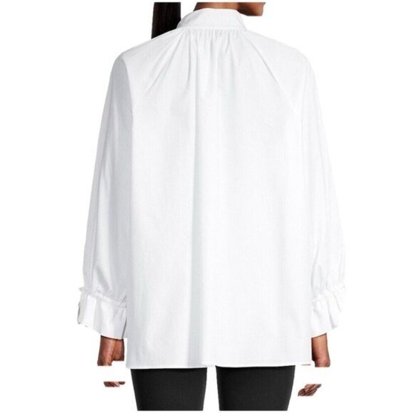 Harshman 3X Bianca Band Collar Cotton Poplin Blouse NWT MSRP $192 - Picture 5 of 11